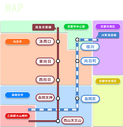京都市周辺のエリアマップ